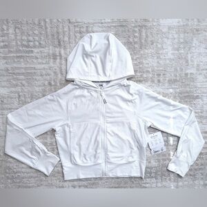 Athleta White Textured Hooded Jacket